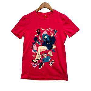 Bibisama Apparel Otaku Hype Japanese Anime Rosey Red Manga Adult's T-Shirt sz S